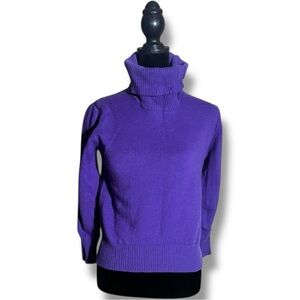 Bogner Vintage Cozy Vibrant Purple Turtleneck Long Sleeve Relaxed Fit Sweater